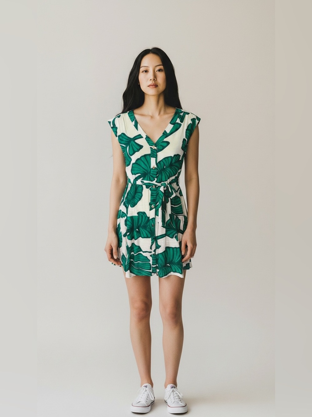 EUC Nine West Tropical Leaf Print Dress Size M